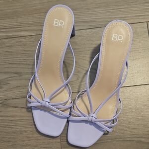 bp Lilac Strappy Square-Toe Low Block Heel Sandals